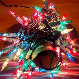 3 Vintage strings of multi-colored Christmas Holiday Lights & extra bulbs